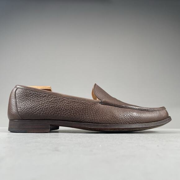 Gravati Men’s Size 10.5 Brown Pebbled Leather Slip On Moc Toe Loafers Dress Shoe - Picture 6 of 9